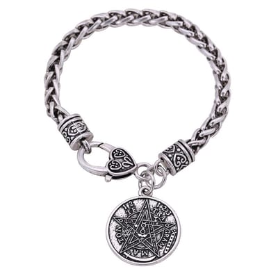 Sorprese armband - Pentagram - 20 cm - armband heren - zilverkleurig - RVS - cadeau - Model B