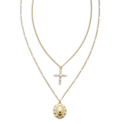 CC AMORE COLLECTION - PASSPORT Ketting SET OF 2 - Ketting met Hanger - 18k Verguld - Layerketting - Sierden vrouw - Goudkleurige - Ketting Dames - Ketting
