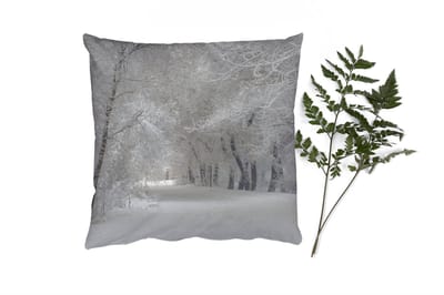 Sierkussens - Kussentjes Woonkamer - 40x40 cm - Bomen - Sneeuw - Winter - Kerstversiering - Kerstdecoratie voor binnen - Woonkamer