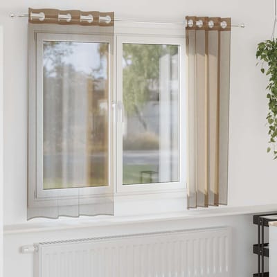 vidaXL - Gordijnen - voile - met - doorvoertules - 2 - st - lichtbruin