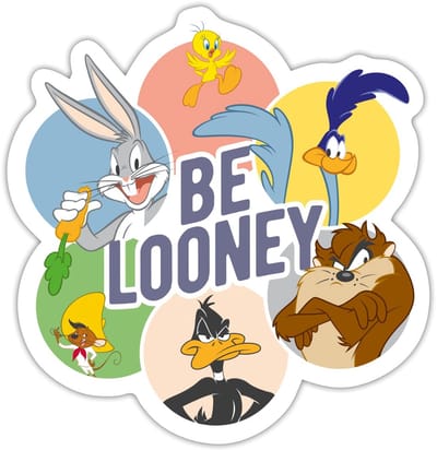 Looney Tunes Kaarakters Be Looney Sticker maat S (10 x 10 cm)