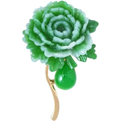 Exquise Groene Pioenroos Broche Voor Vrouwen Meisjes Vintage Anti-Slip Spelden Veelzijdige Corsage Kleding Accessoires Cadeaus groen