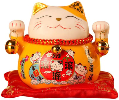 Dailygoods- Lucky Cat 4,5 Inch - Keramische Gelukskat - Zwaaien