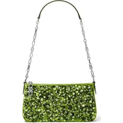 Michael Kors Chain Pouchette Shoulder Bag In Green Sequins Size: OS | Handbags Outlet | Dames | Groen