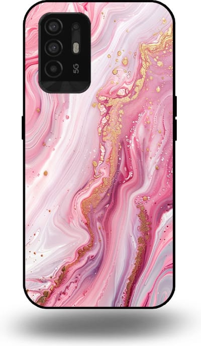 Smartphonica Telefoonhoesje geschikt voor OPPO A94 5G met marmer opdruk - TPU backcover case marble design - Roze geschikt voor Oppo A94 5G