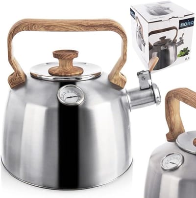 Waterkoker Roestvrijstaal - Fluitketel Thermometer - Thee en Koffie - Met Temperatuurmeter - 32 Liter - Zilver