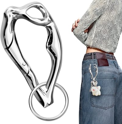 Dailygoods- Karabijnhaak Sleutelhanger Y2K - Onregelmatige Sleutelhangerclips - Zinklegering - Sleutelhanger Organizer - Rugzak/Tas Accessoire - Modieus en Praktisch
