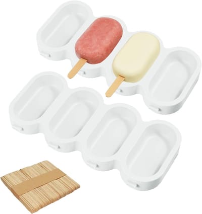 Siliconen IJsblokjes Mallen met 50 IJsstokjes voor Chocolade, Sorbet en Pudding - Set van 2 Stuks