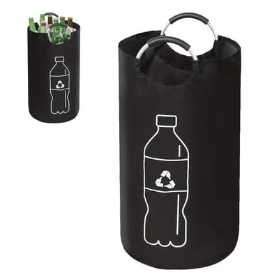 Inzamelbak voor statiegeldflessen van 115 liter, extra grote opvouwbare flesseninzamelbak voor lege glazen flessen, opvouwbare wasmand, opbergbak voor statiegeldflessen met zachte aluminium handgrepen, zwart