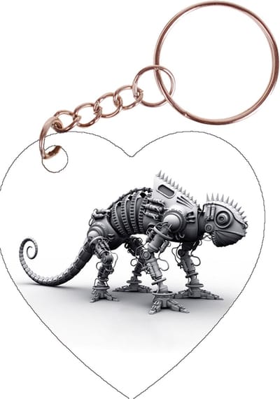 Sleutelhanger hartje 5x5cm - Kameleon Modern Steampunk Mechanisch