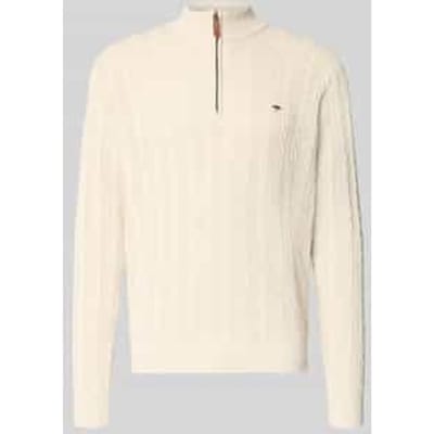 Fynch-Hatton Trui Troyer Zip Cable Knit New Off White / male