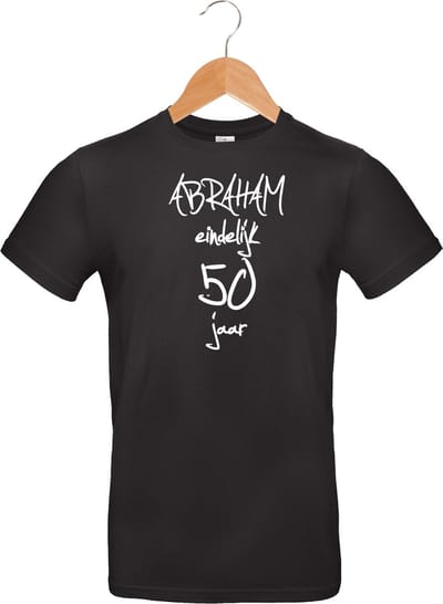 Mijncadeautje T-shirt - Abraham eindelijk 50 jaar - unisex Zwart (maat L)