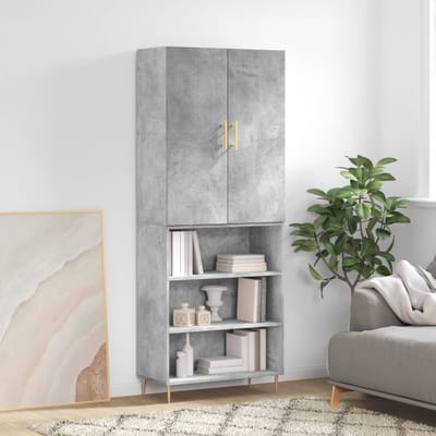 vidaXL - Hoge - kast - 69,5x34x180 - cm - bewerkt - hout - betongrijs