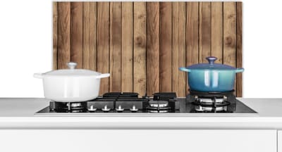Spatscherm keuken 90x45 cm - Kookplaat achterwand Hout - Brocante - Patronen - Muurbeschermer - Spatwand fornuis - Hoogwaardig aluminium
