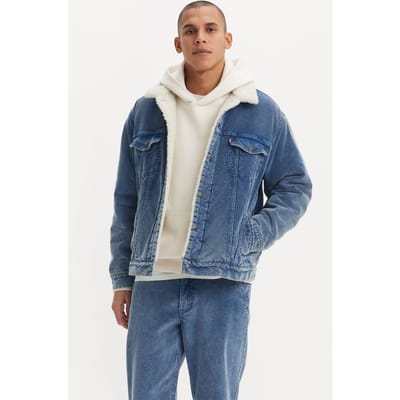 Levi's Relaxed Fit Sherpa Trkr Blue Spring Cord Maat: M | Lichte Jassen Outlet | Heren | Blauw