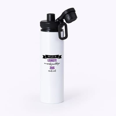 Hacebo® - Leukste zus eruit ziet waterfles met draaidop zwart - Zus - beste zus - verjaardagscadeau - cadeau voor zus - gift - kado - water fles - 850ML