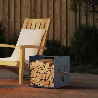 Houtrek - Houtopslag - Haardhout Opslag - Koudgewalst Staal - 40x40x40 cm - Antraciet