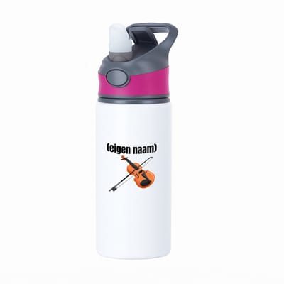 Hacebo® - viool met eigen naam waterfles met rietje roze - Viool - muziek liefhebbers - iemand die houdt van violen - verjaardag - cadeau - kado - geschenk - water fles - 650ML