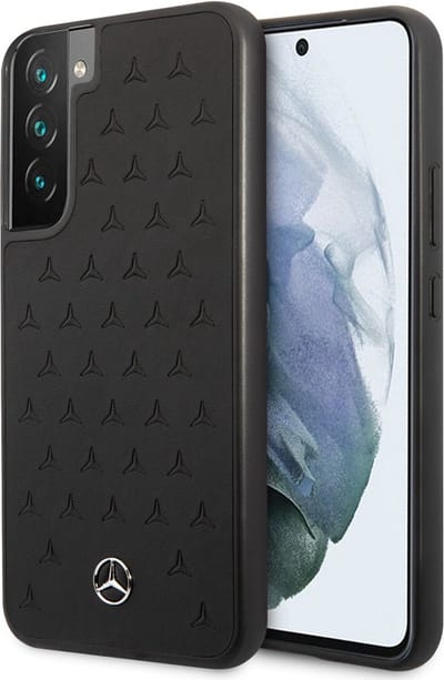 Mercedes-Benz Stars Leather Back Case geschikt voor Samsung Galaxy S22 - Zwart