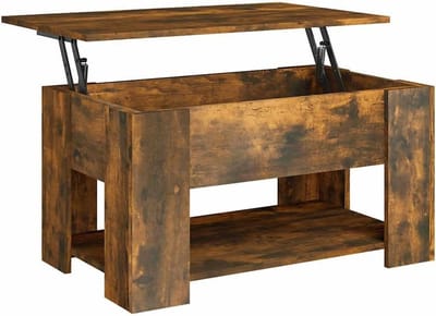 Salontafel Hout - Bijzettafel - Werken en Eten - Verstelbaar Blad - 79x49cm - Gerookt Eiken