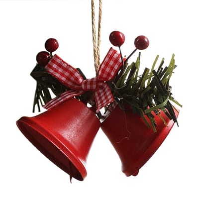 Metalen Hoorn Bel Kerstboomversieringen Duurzame Mooie Kerstboom Hangers voor Bruiloft rood