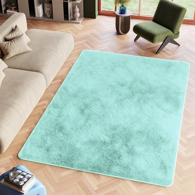 Tapiso Silk Vloerkleed Mint Blauw Hoogpolig Woonkamer Tapijt Maat- 200x300