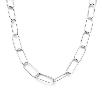 YO&NO - Ketting - Zilver - Anker - Paperclip - Ronde buis - 10mm - 46cm - Sieraden vrouw - Gerhodineerd - Zilver 925