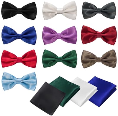 Dailygoods- Vlinderdas 10 Stuks Veelkleurig - Pochet 4 Stuks - Verstelbaar - Voorgebonden - Formele Gelegenheden - Zachte Textuur - Stropdas