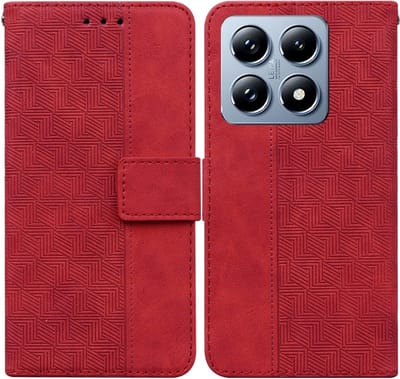 Coverup Hoesje - Geschikt voor Xiaomi 14T Pro Hoesje - Coverup Geometric Book Case - Rood