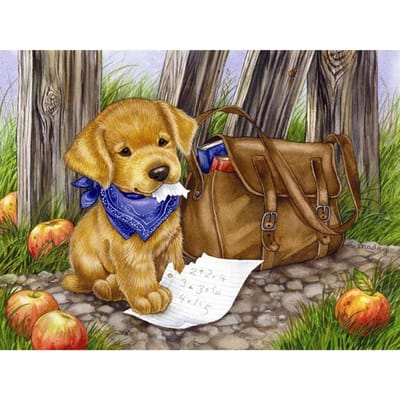 Chien Animal de Compagnie Peinture Diamant Ronde Complète Animal Décoratif Grande DIY Peinture avec Diamant Mosaïque Image 20X30CM beige