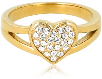 My Bendel - Harten Ring met Zirkonia Stenen - met Luxe Cadeauverpakking | Sieraden Voor Dames | Maat 16.00 Mm / Maat 50