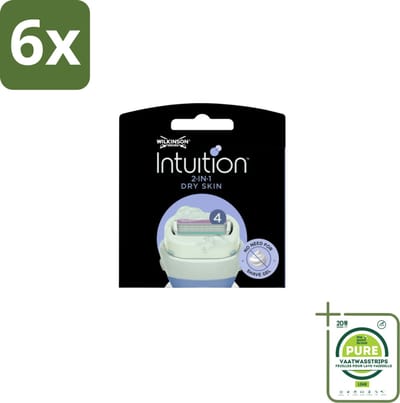 Wilkinson Intuition 2 in 1 Navulmesjes Dry Skin 3 stuks per verpakking - Voordeelverpakking - 6 stuks - Scheermesje droge huid - Kokosmelk scheermesje