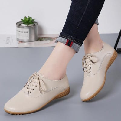 Damesschoenen voor de herfst Grote maat studentenschoenen voor dames Koreaanse stijl studenten echt leer witte schoenen voor dames platte casual schoenen 40
