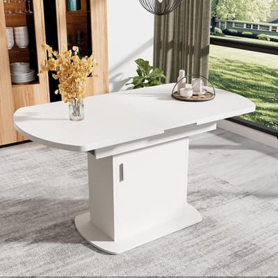 Uittrekbare Eettafel - Moderne Tafel - Ruimtebesparend Eten - Verstelbare Lengte - 130x70x75cm - Wit Zilver