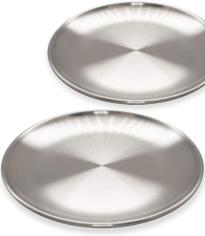 Omgoods - Set van 2 Onbreekbare RVS Borden 20 cm voor Kampeergebruik