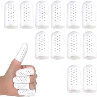 Vingerbeschermers Set - Siliconen Hulzen - Bescherming en Herstel - Ademend en Flexibel - 12 Stuks - Wit