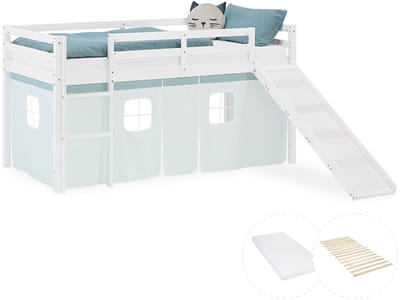 Homestyle4u Hoogslaper - 90x200 cm - Mint - met lattenbodem en matras