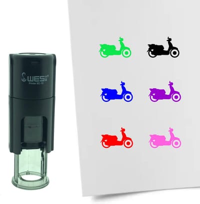 CombiCraft Stempel Scooter 10mm rond - rode inkt