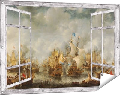 Gards Tuinposter Doorkijk Slag bij Terheide - Jan Abrahamsz. Beerstraten - 120x80 cm - Tuindoek - Tuindecoratie - Wanddecoratie buiten - Tuinschilderij