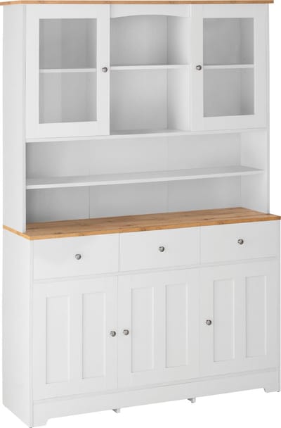 Kate - Buffetkast met 5 Deuren 3 Lades - Wit/Eiken - 128 x 38 x 182 cm