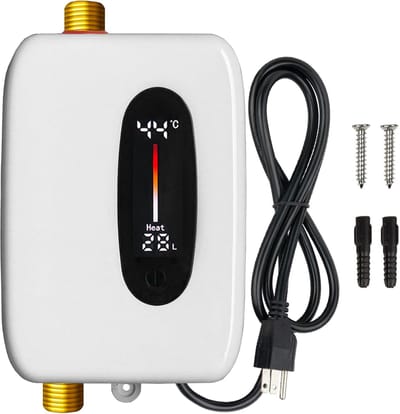 Elektrische doorstroomboiler (110 V, 3000 W) met instelbare temperatuurweergave (Fahrenheit of Celsius)