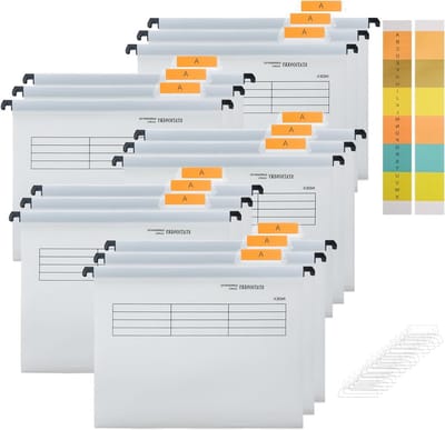 15 Stuks A4 Hangmappen met Tabs en Invoegen voor Kantoor en School - Ideale Oplossing voor Bestandsopslag en Organisatie