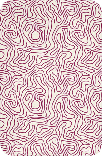WC mat 40x60 cm - Antislip - Kronkelende lijn - Magenta - Crème - Toiletmat - Vloermat - Douchemat - Toilet tapijt - Toiletmatten
