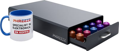 Phreeze - Capsulehouder - Geschikt voor Nespresso Capsules - Koffiecups Houder - 50 Cups - Cuphouder - Met Lade - Zwart
