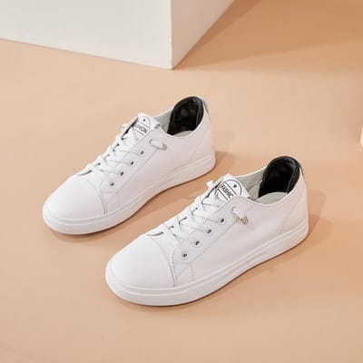 Nieuwe Platte Bodem Koreaanse Versie van De Eerste Laag Koeienhuid Leer Witte Schoenen Dames Schoenen Trendy Sport en Vrije Tijd 40 white