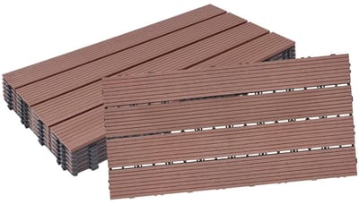 Kliktegels WPC - Terrastegels Balkontegels - Buitenruimte Verfraaien - Snel Legbaar Systeem - 2 m² 12 Stuks - Bruin