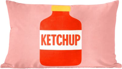 Sierkussens - Kussentjes Woonkamer - 60x40 cm - Ketchup - Fles - Rood - Minimalistisch