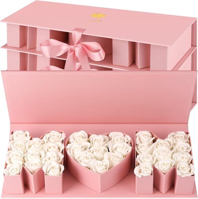 Geschenkdoos Bloemen - Moederdag Doos - Bloemen Presenteren - Uniek Letterontwerp - 43 x 18 x 6.8 cm - Roze