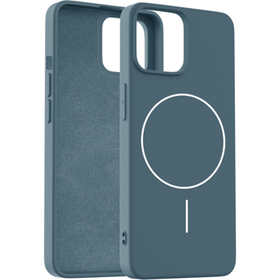 Coverzs Siliconen hoesje met magneet geschikt voor iPhone 13 (donkerblauw)