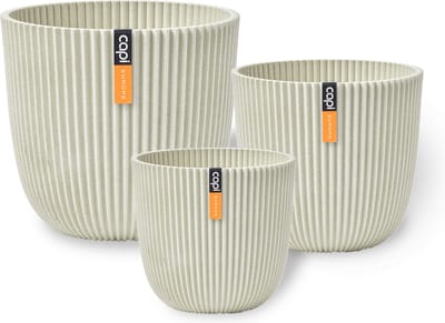 Capi Europe - Cadeauset Pot bol Groove 'made with' zaagsel beige - Zaagsel beige - Bloempotten voor binnen en buiten - Capi ‘Made with’ - Gemaakt van gerecycled materiaal - Levenslang garantie - Cadeauset